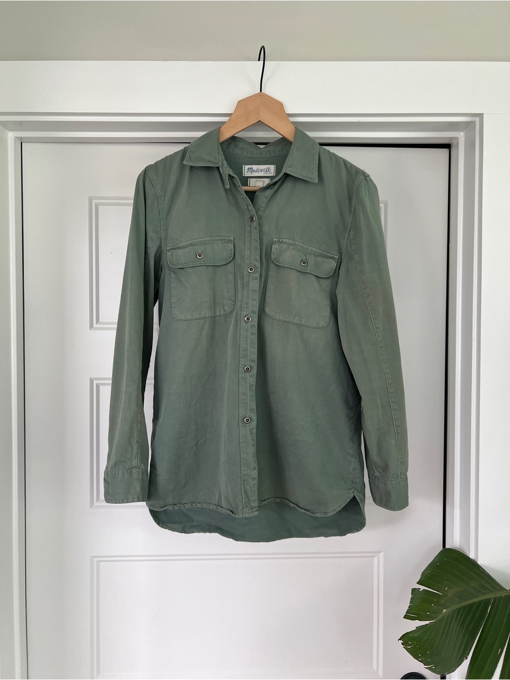 Madewell Women's Olive Green Button-Up Utility Shirt